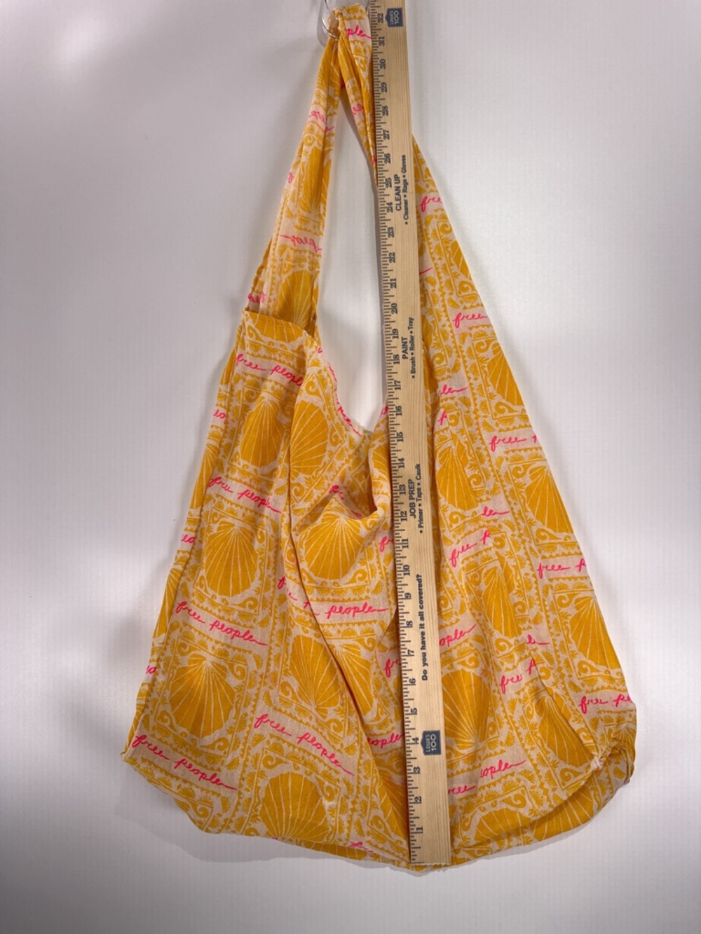 Free People Slouchy Reusable Tote Bag Seashell Logo Print Yellow Pink O - Picture 6 of 8